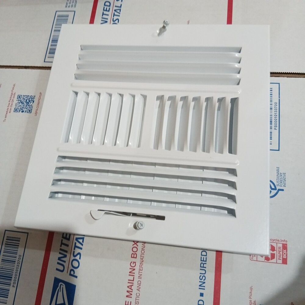 10x10 White Steel Air Vent Cover Wall Ceiling HVAC Register 4-Way Adjustable